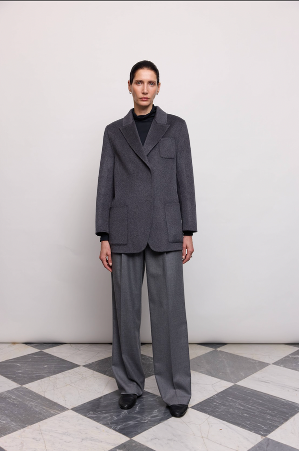 Пальто-жакет синьо-сіре