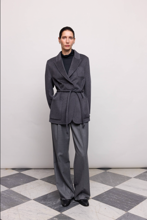 Пальто-жакет синьо-сіре