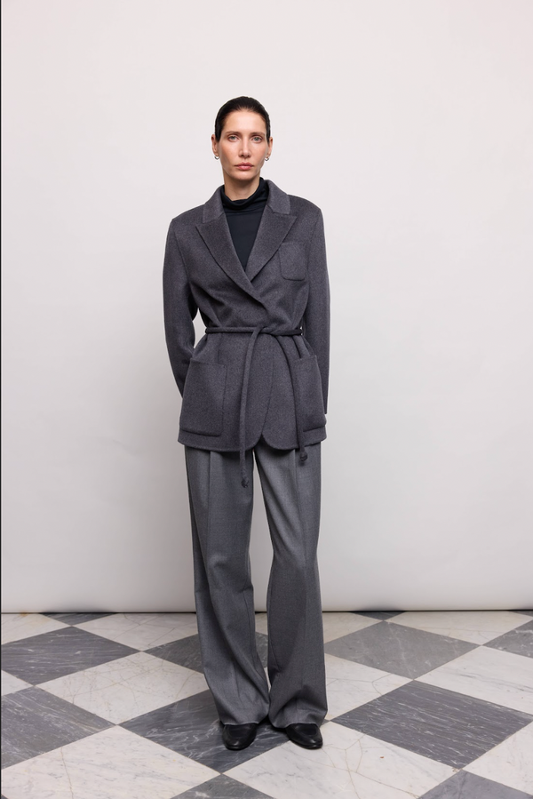 Пальто-жакет синьо-сіре