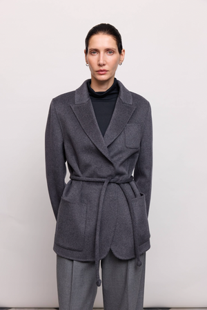 Пальто-жакет синьо-сіре