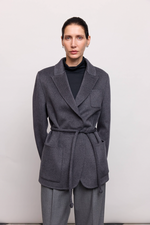 Пальто-жакет синьо-сіре