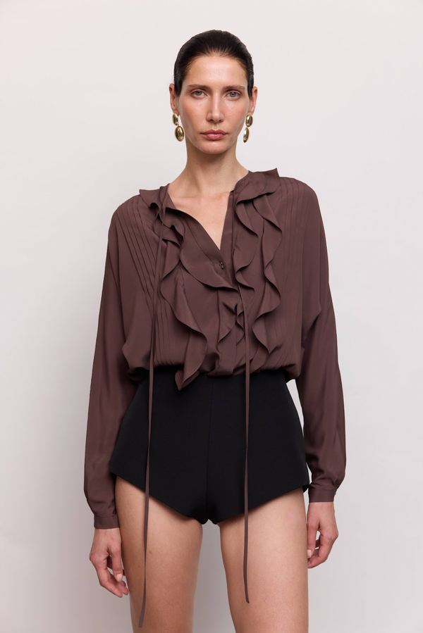 Блуза Boho у кольорі молочного шоколаду