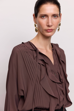 Блуза Boho у кольорі молочного шоколаду