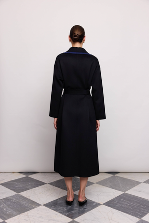 Пальто чорне з подвійним підбортом