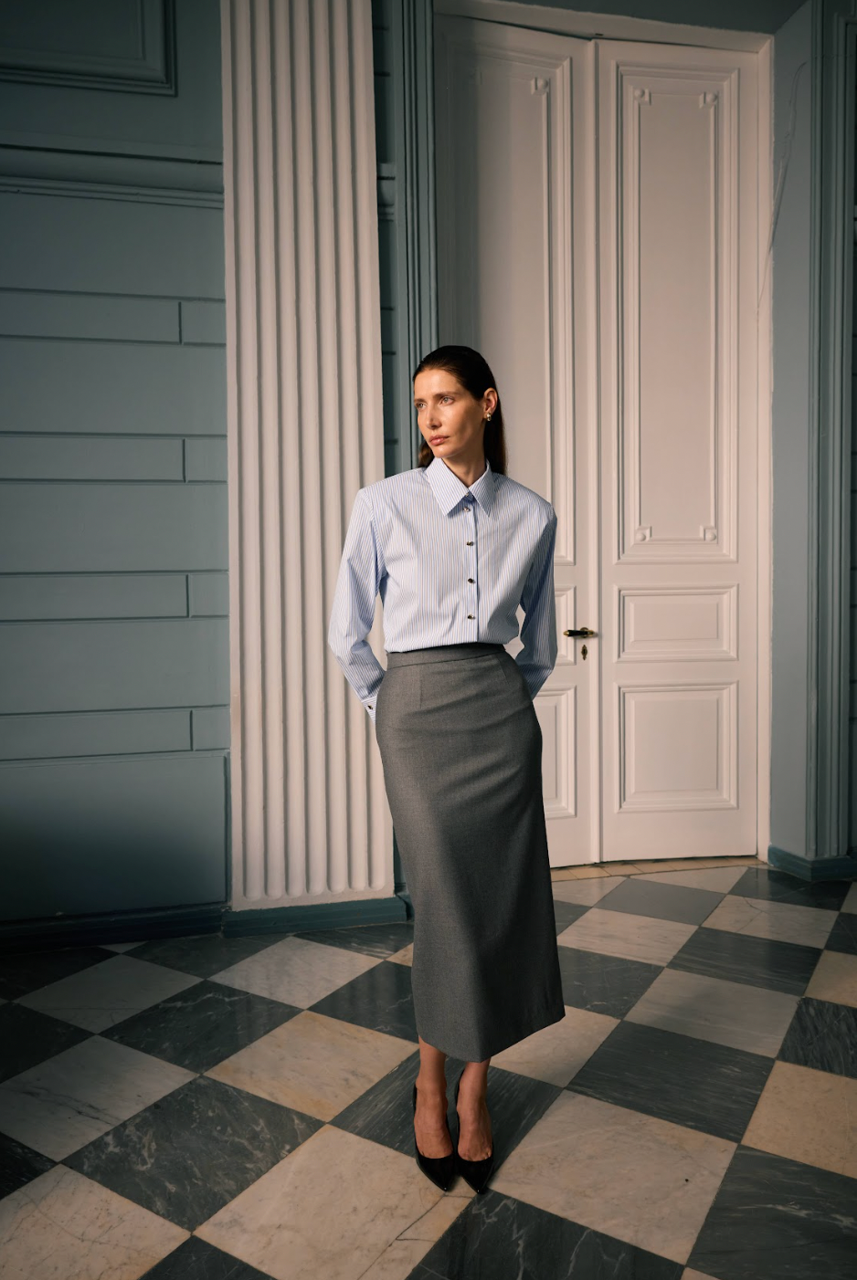 Спідниця сіра міді frame