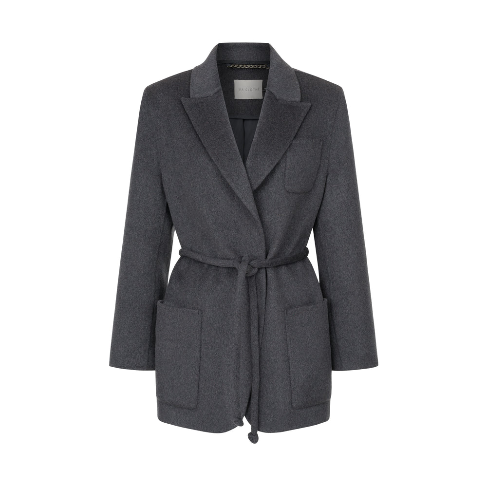 Пальто-жакет синьо-сіре