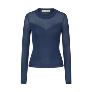 Лонгслів з v-вирізом blue denim