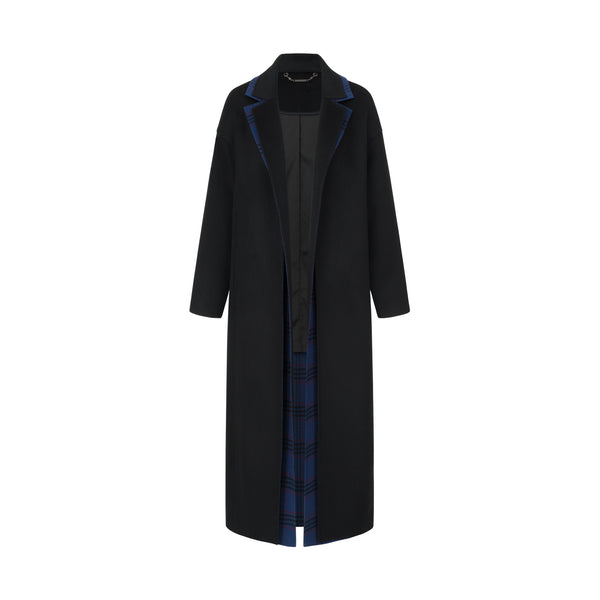 Пальто чорне з подвійним підбортом