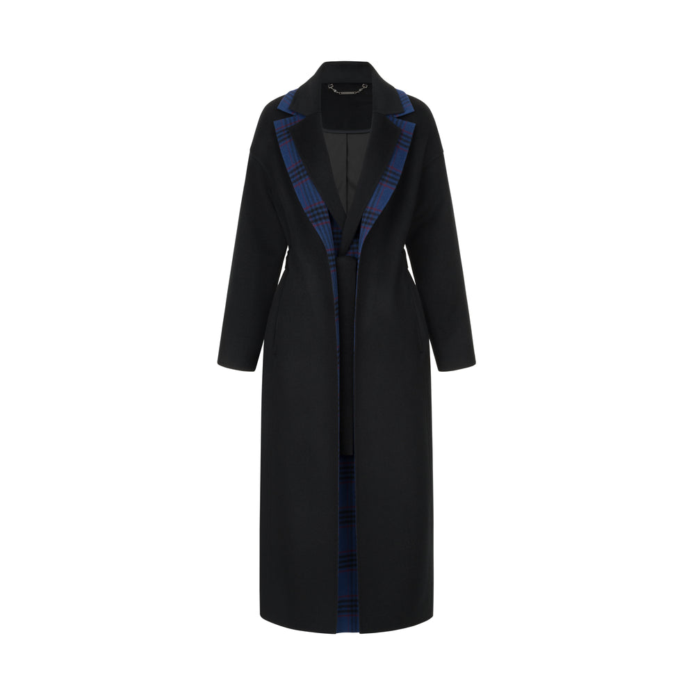 Пальто чорне з подвійним підбортом