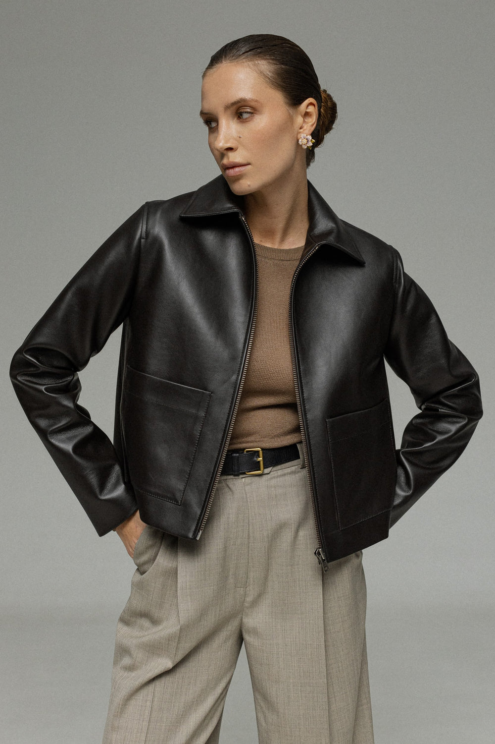 Куртка із натуральної шкіри dark chocolate