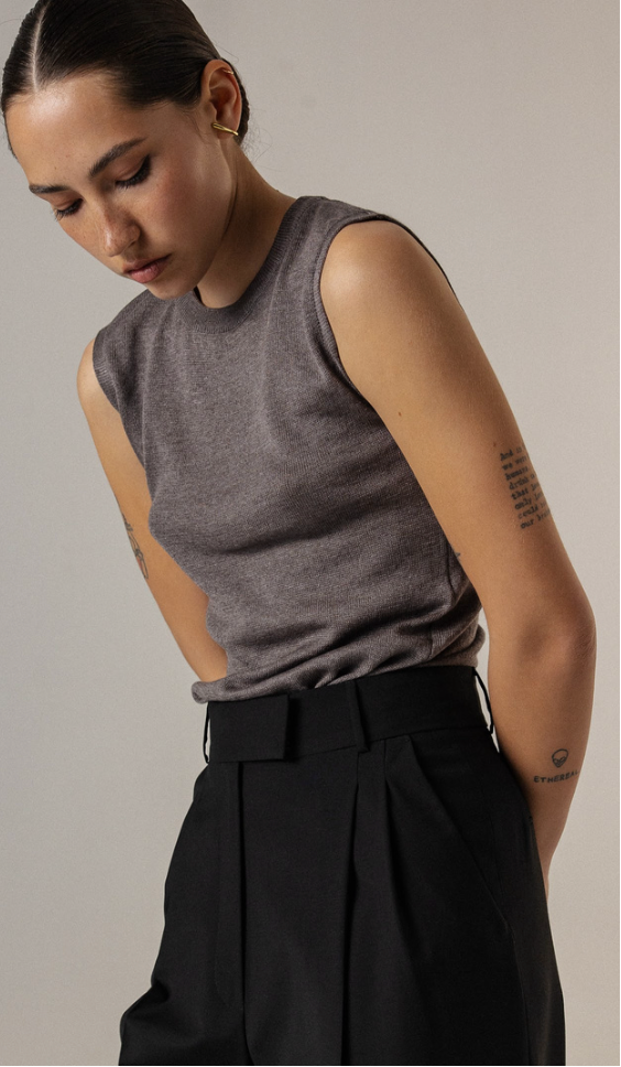 KNITTED TOP SOFT BASIC GRAPHITE