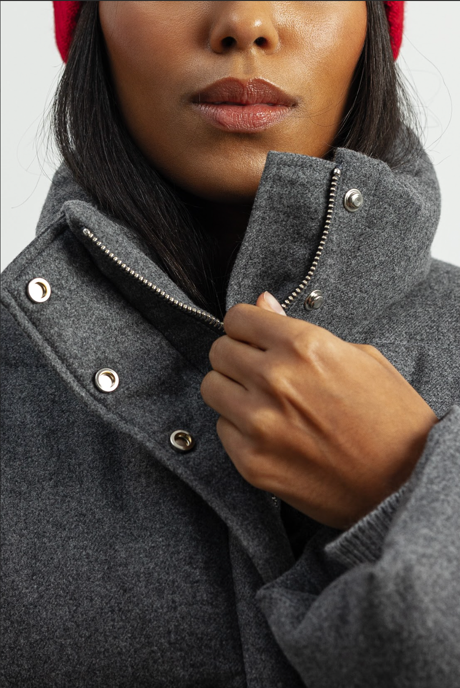 Пуховик кашеміровий сірий