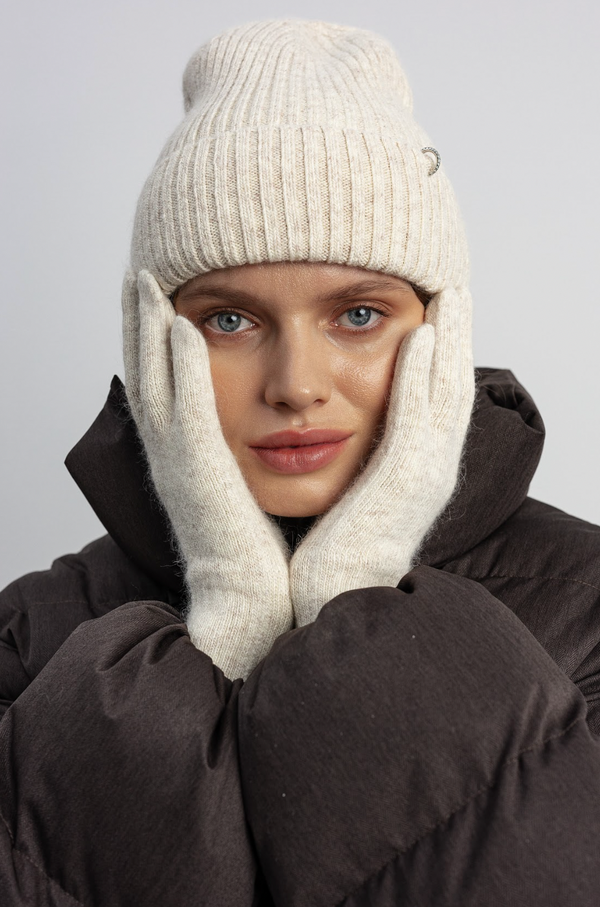 Шапка з кафою Soft Tone молочно-бежева
