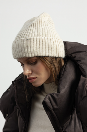 Шапка з кафою Soft Tone молочно-бежева