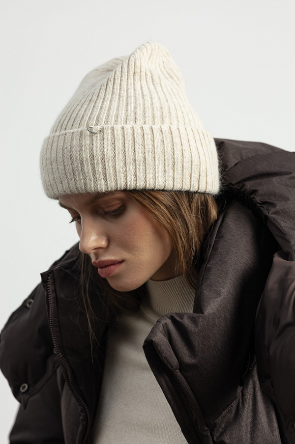 Шапка з кафою Soft Tone молочно-бежева