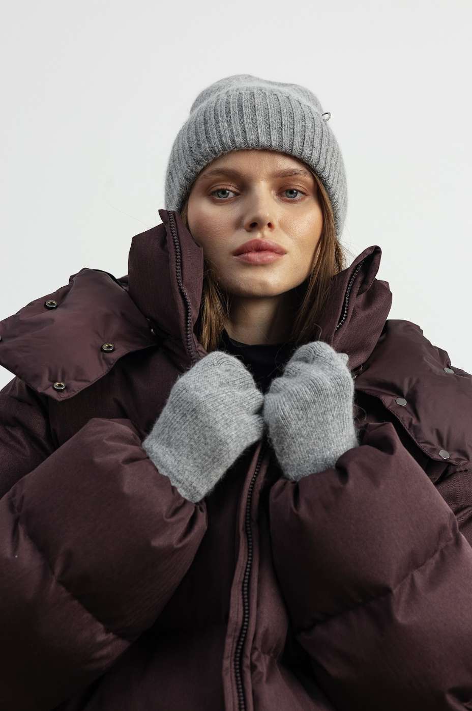 Шапка з кафою Soft Tone сіра