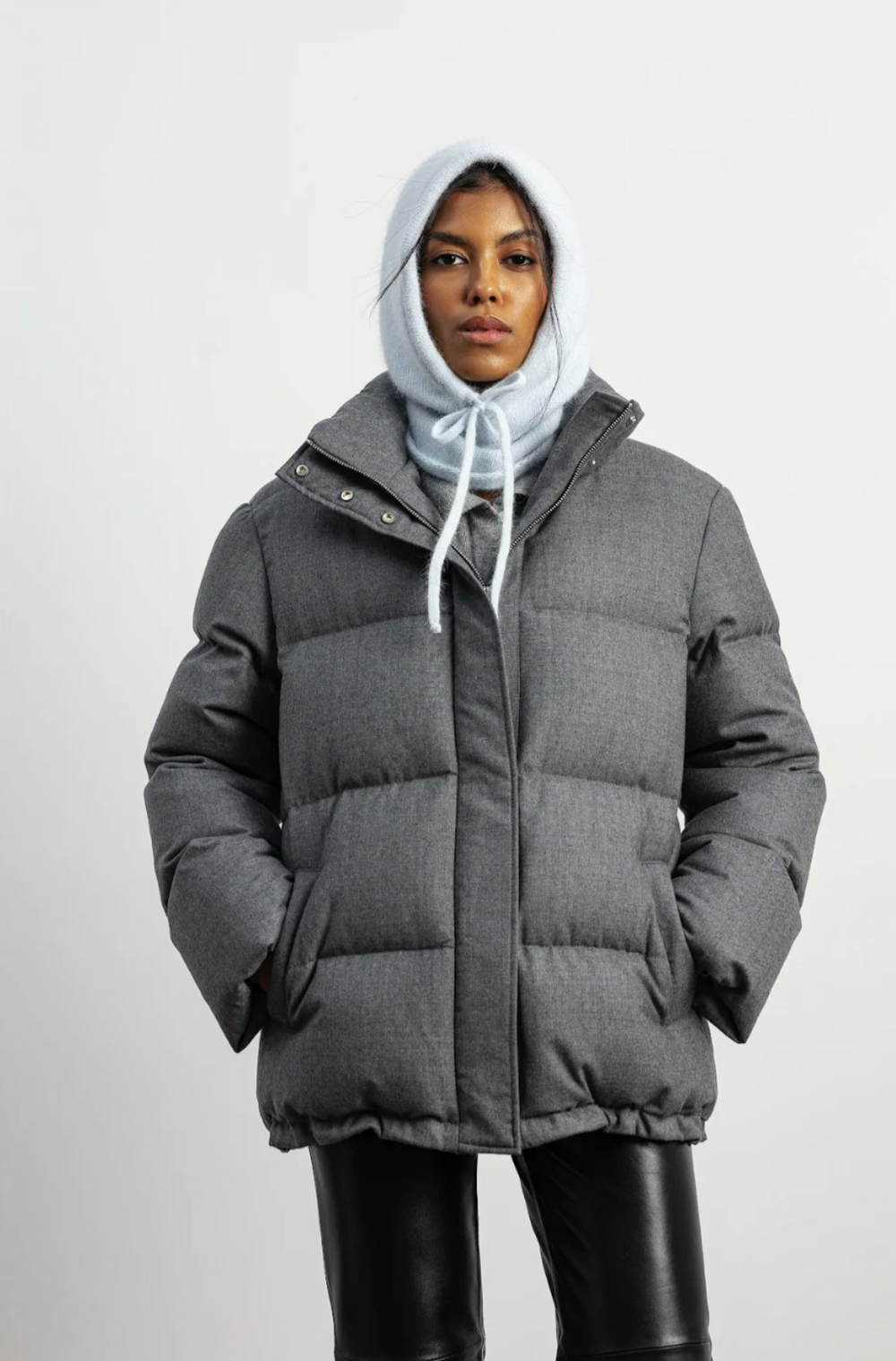 Пуховик вовняний сірий Frame