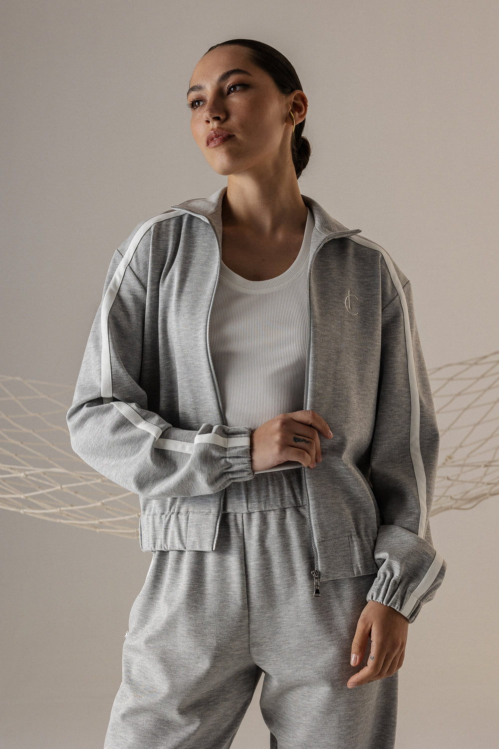 GRACE SET GREY TOPPER WITH ZIPPER