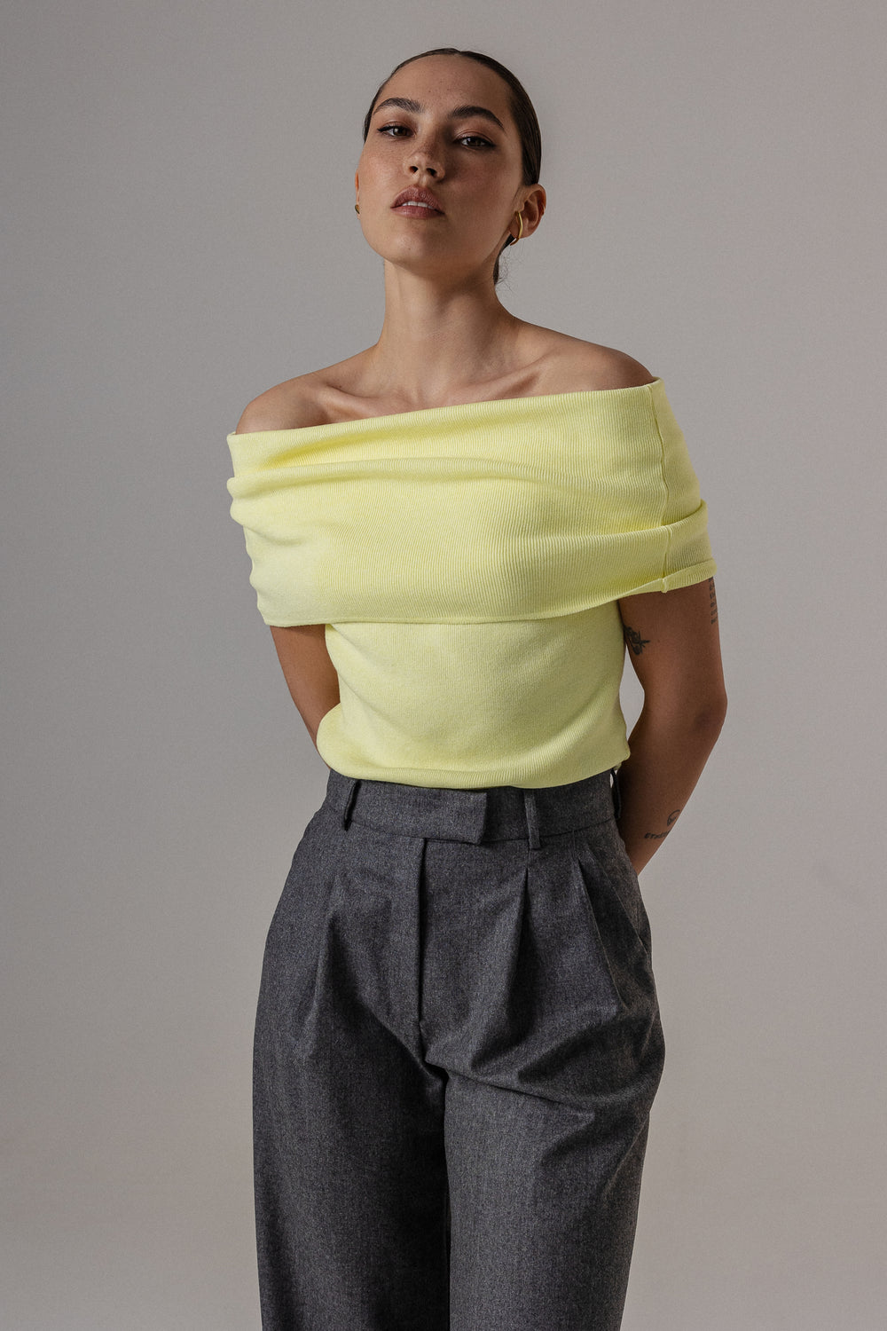 DRAPED GRACE KNITTED TOP YELLOW