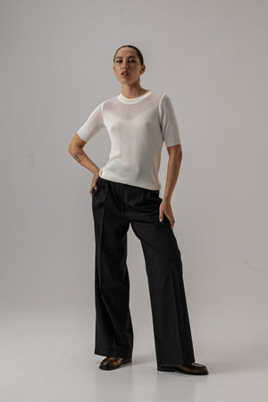 CLASSIC KNIT V T-SHIRT MILK