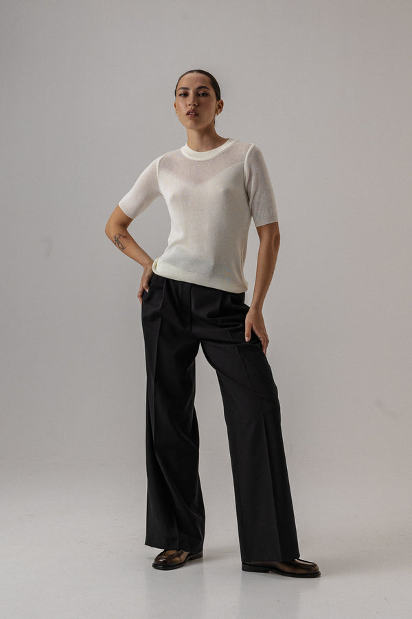 CLASSIC KNIT V T-SHIRT MILK