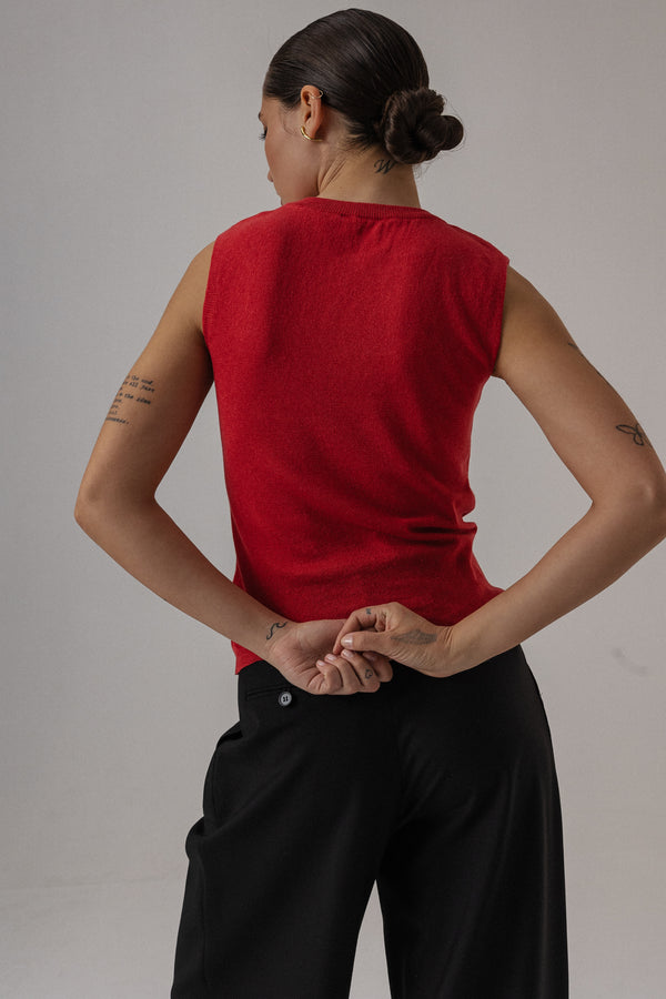 KNITTED TOP SOFT BASIC CORAL