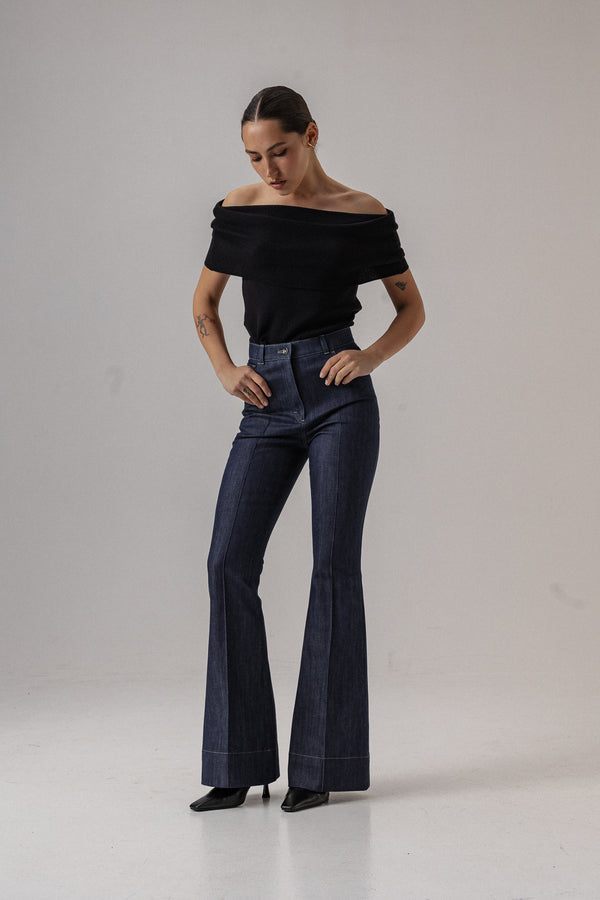 DRAPED GRACE KNITTED TOP BLACK