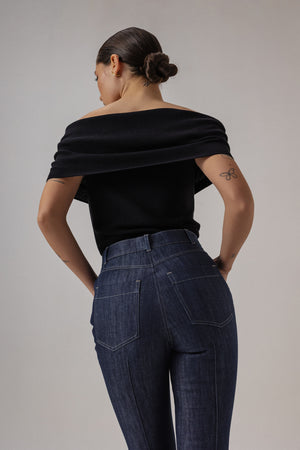 DRAPED GRACE KNITTED TOP BLACK