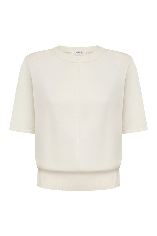 В’язана футболка Essentia Knit Молочна