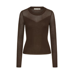 LONG SLEEVE CHOCOLATE FROM SUPERFINE YARN V NECK 