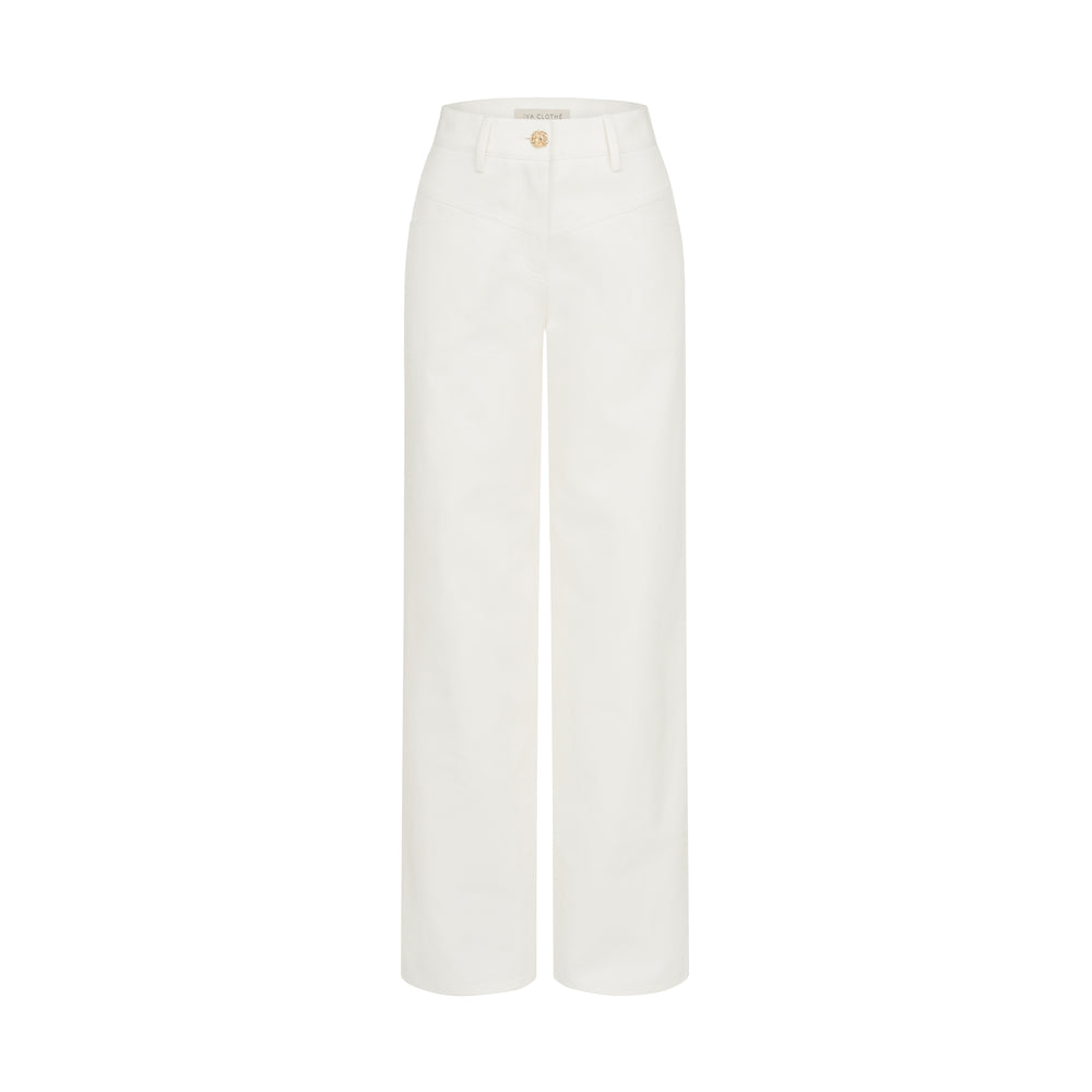 WHITE JEANS WITH UNDERCUTS 