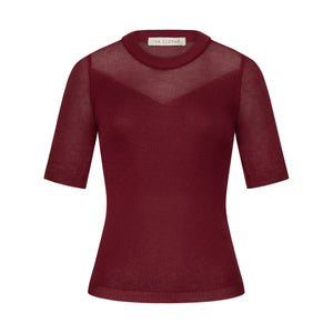 CLASSIC KNIT T-SHIRT IN BURGUNDY