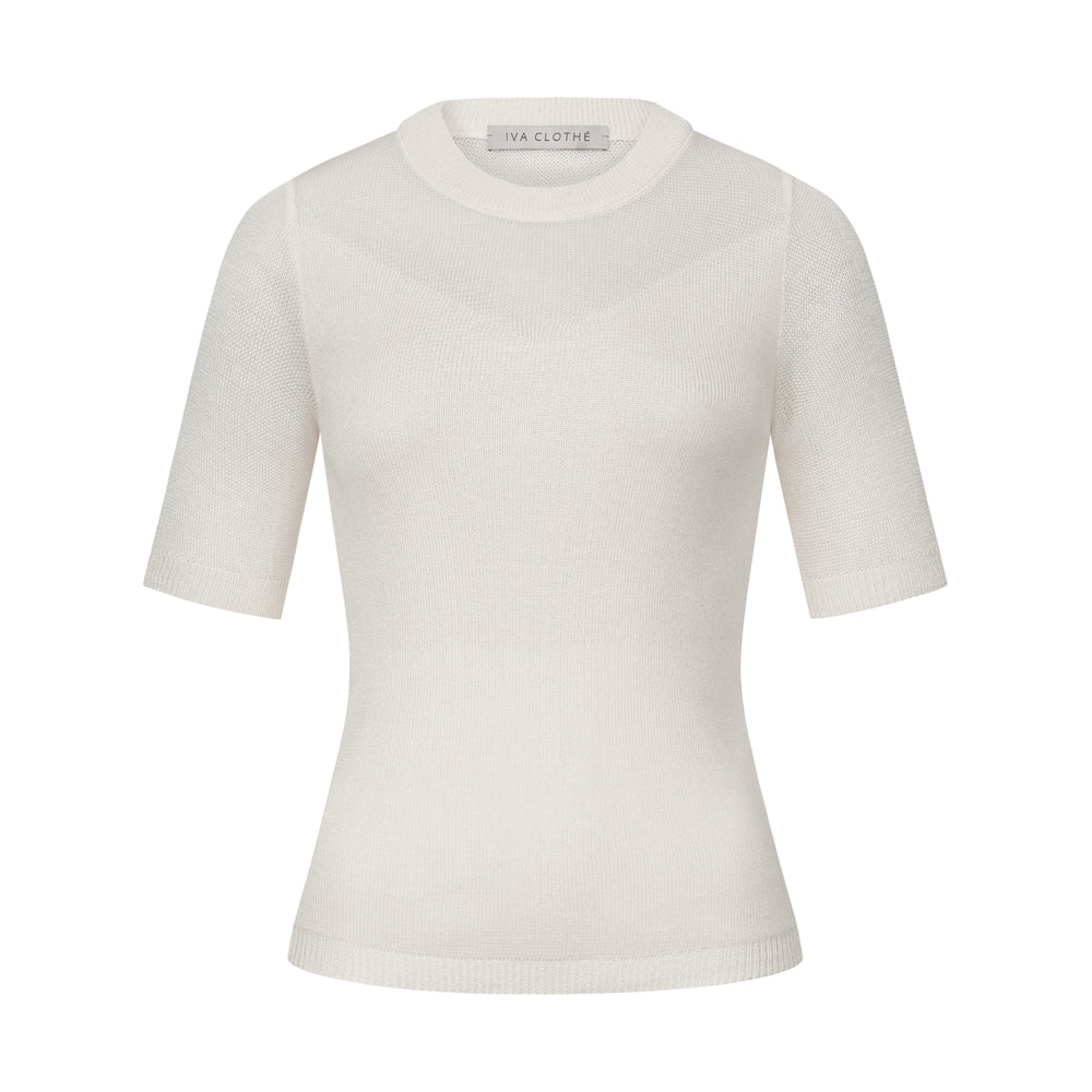 CLASSIC KNIT V T-SHIRT MILK