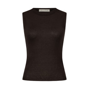 SOFT BASIC KNITTED TOP BITTER CHOCOLATE