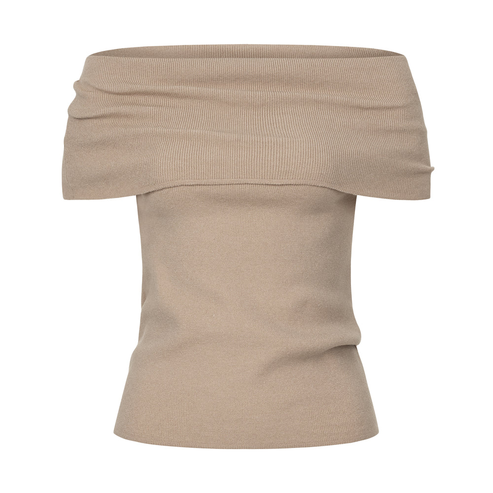 KNIT TOP DRAPED GRACE BEIGE
