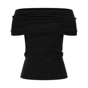 DRAPED GRACE KNITTED TOP BLACK