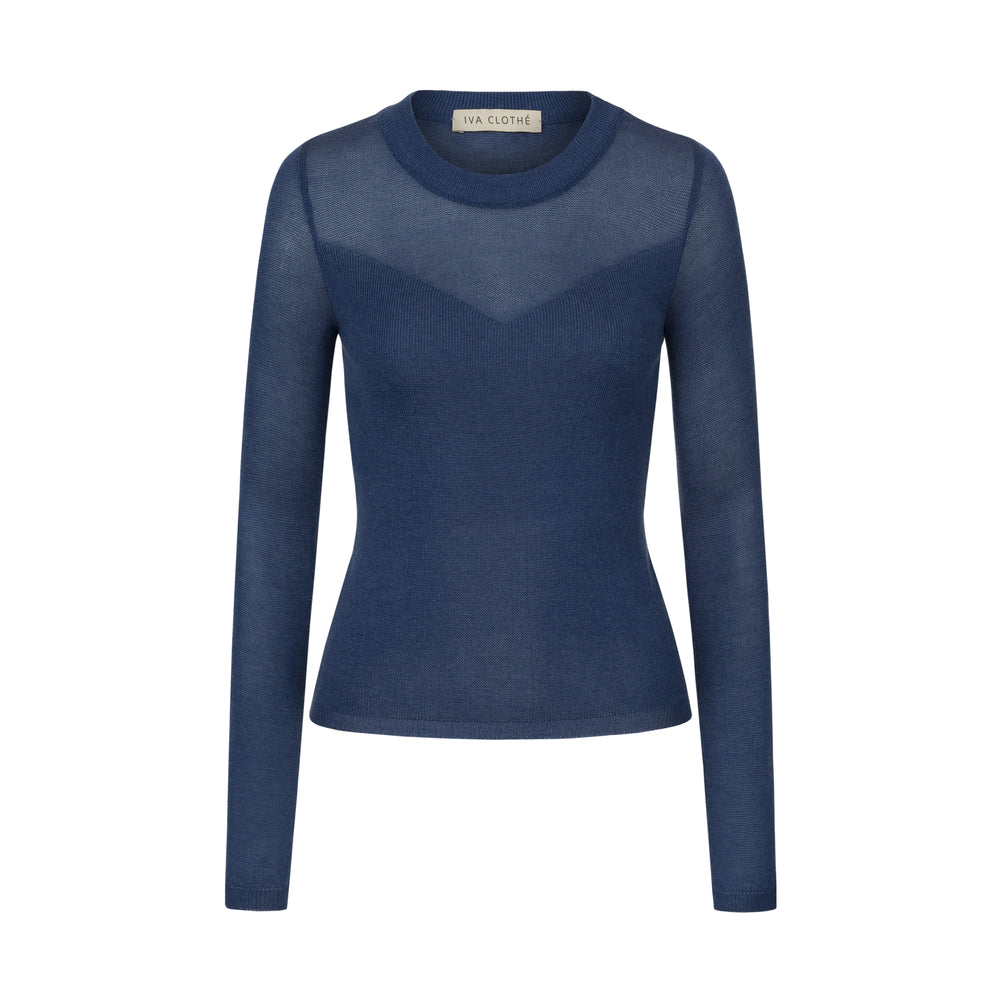 Лонгслів з супертонкої пряжі denim blue
