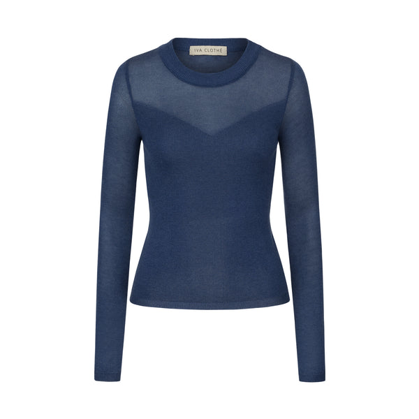 Лонгслів з супертонкої пряжі denim blue