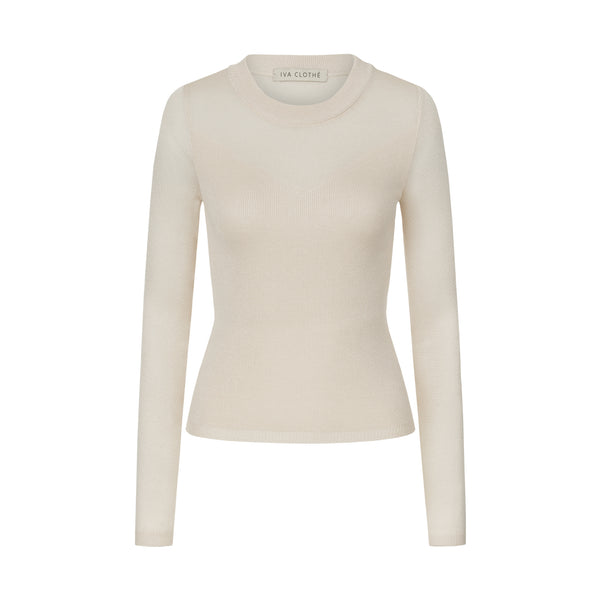Лонгслів з супертонкої пряжі pearl beige