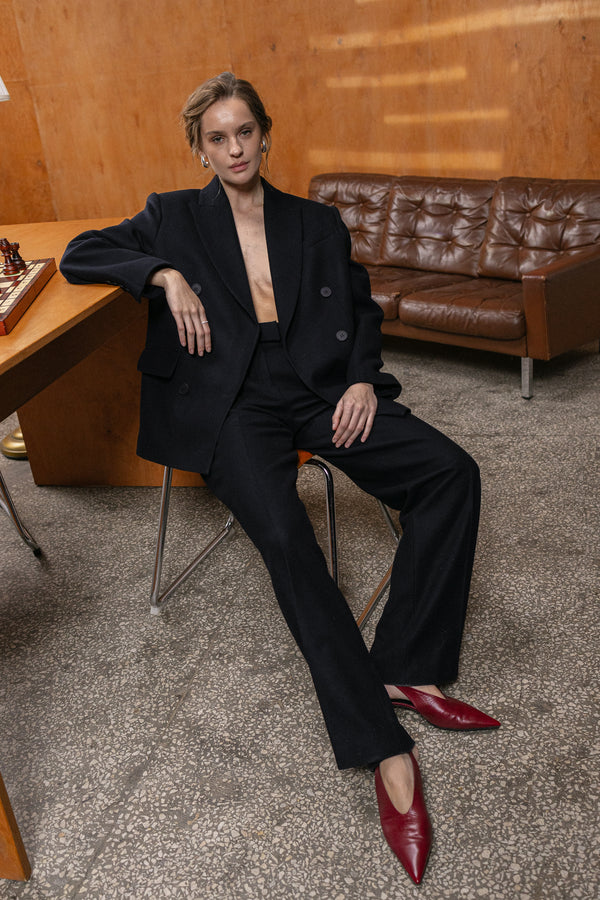 Dark navy cashmere trousers