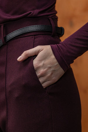 Burgundy flared pants