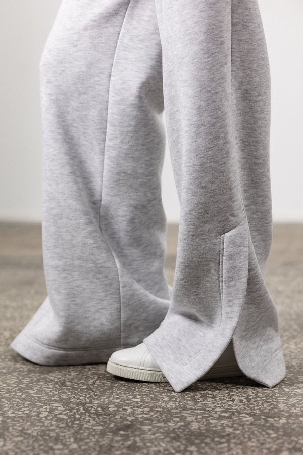 Grey sweatpants with slits