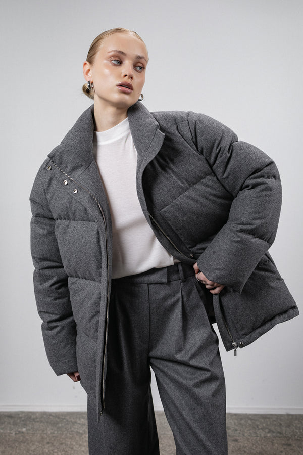 Grey cashmere down jacket