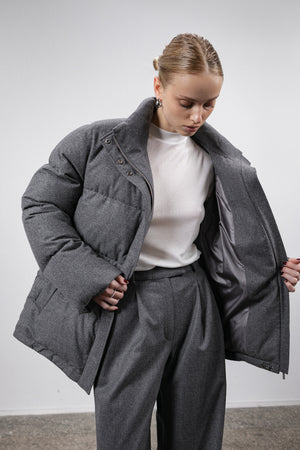 Grey cashmere down jacket