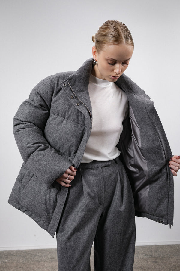 Grey cashmere down jacket