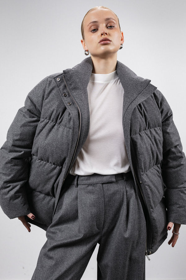 Grey cashmere down jacket