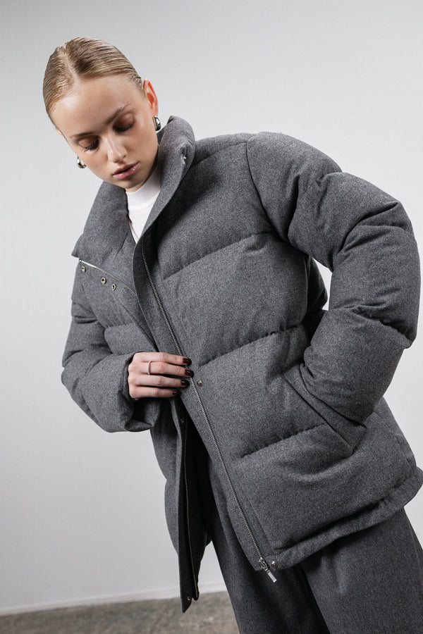 Grey cashmere down jacket