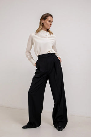 SILK BLOUSE WITH DRAPED SHOULDER 