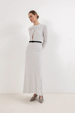 DRAPED PEAS DRESS
