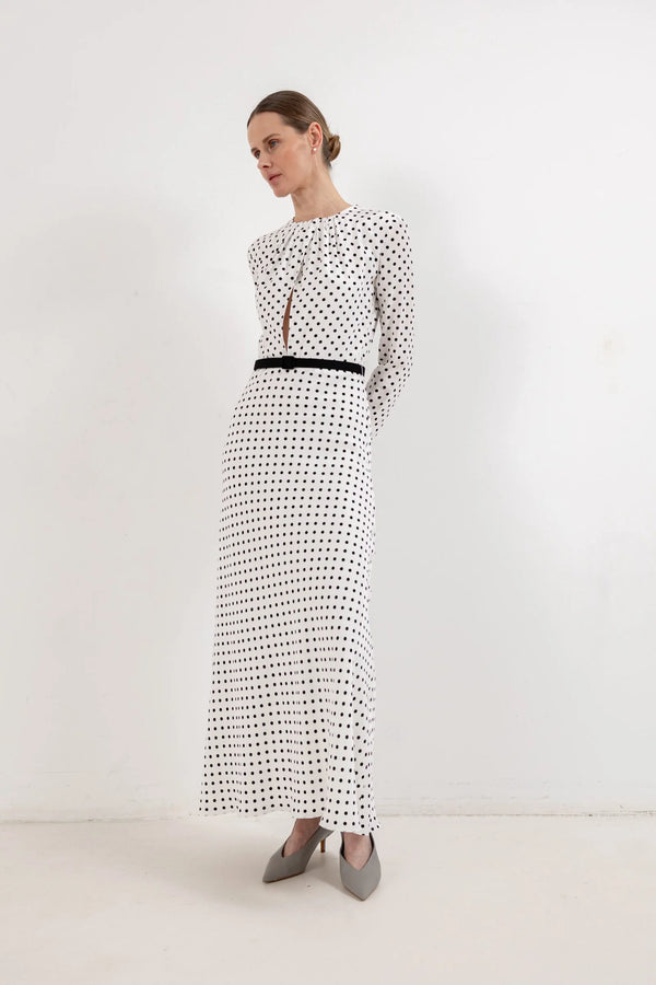 DRAPED PEAS DRESS